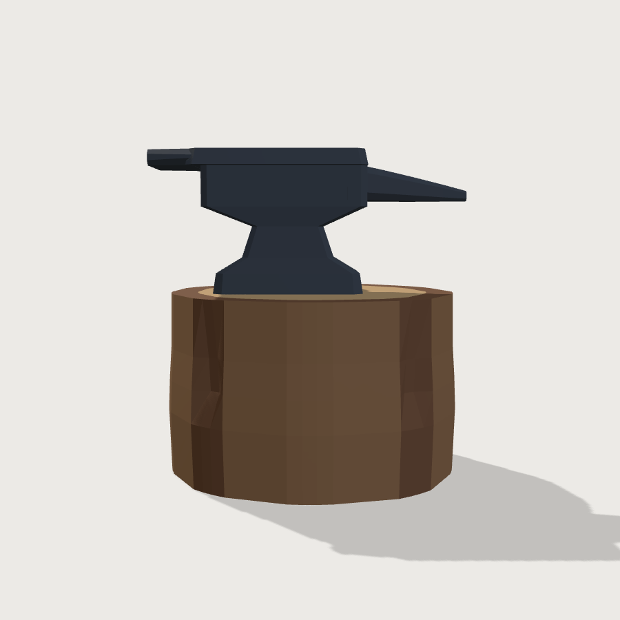 Anvil low-poly 3D model, back render