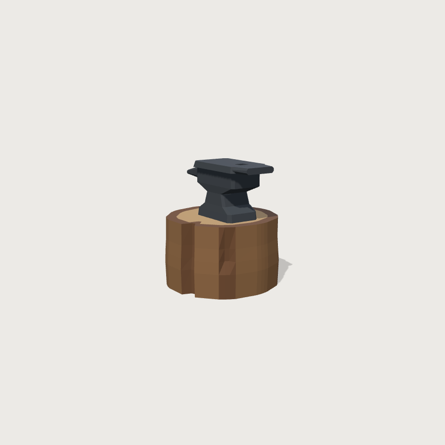 Anvil low-poly 3D model, detail render
