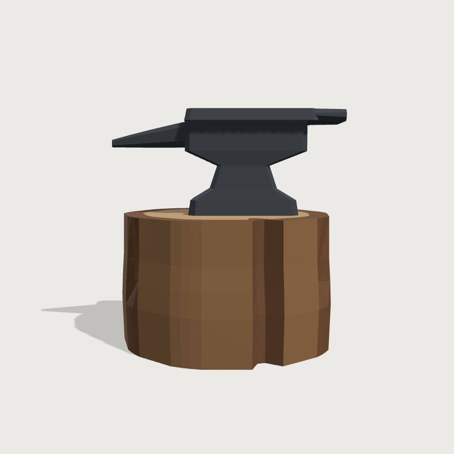 Anvil low-poly 3D model, front render