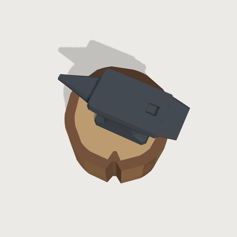 Anvil low-poly 3D model, top render