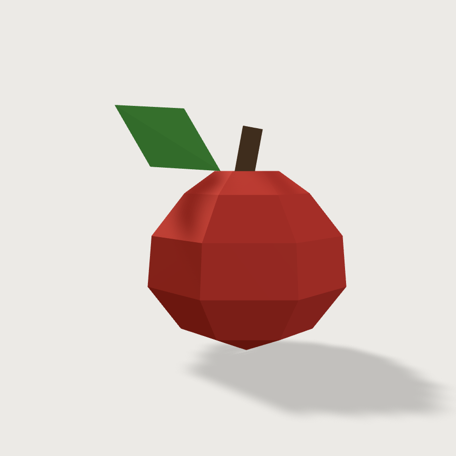 Apple low-poly 3D model, back render