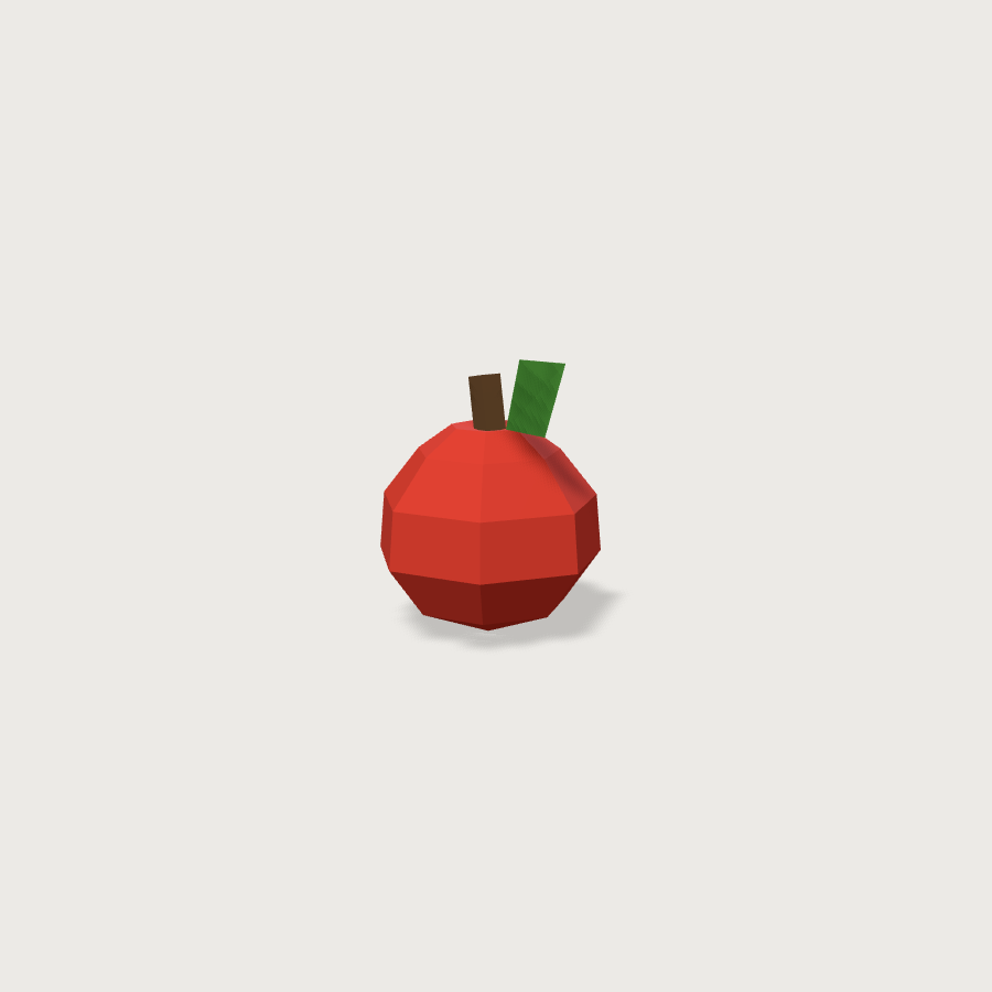 Apple low-poly 3D model, detail render