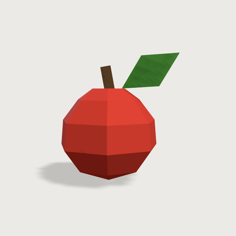 Apple low-poly 3D model, front render