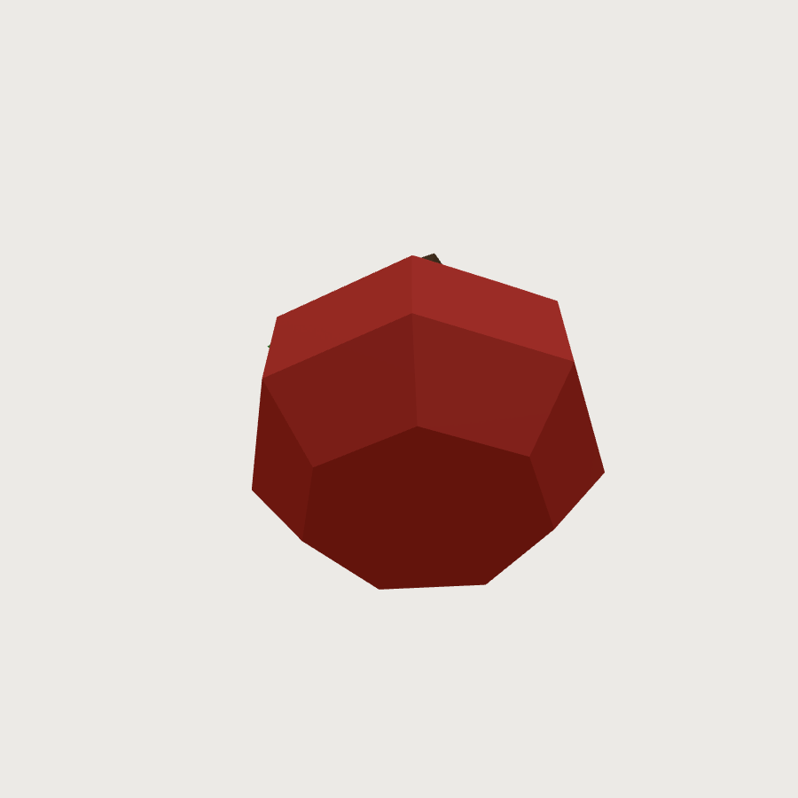 Apple low-poly 3D model, low back render