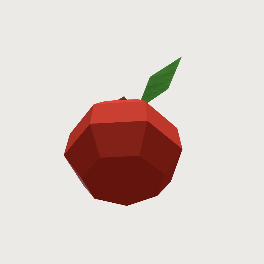 Apple low-poly 3D model, low render