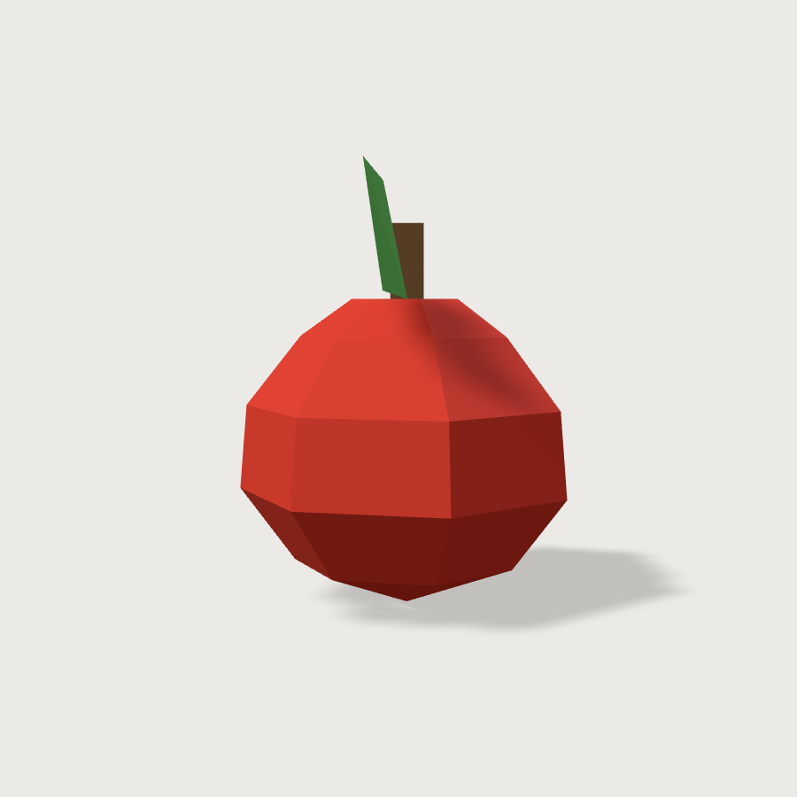 Apple low-poly 3D model, right render