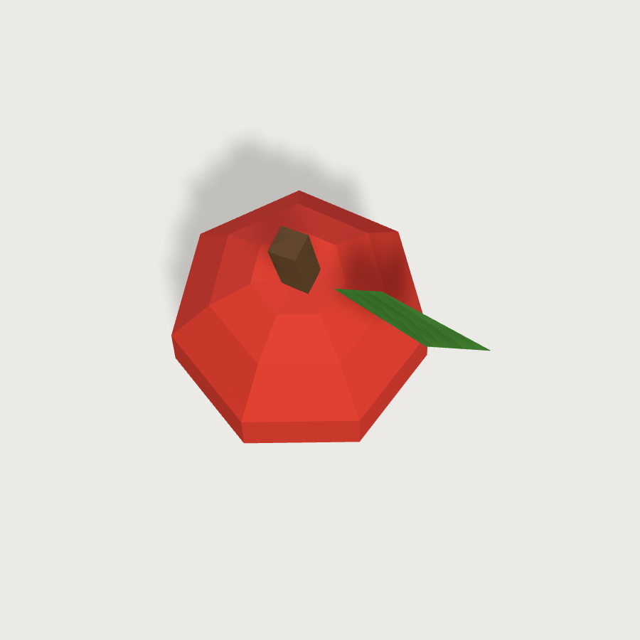 Apple low-poly 3D model, top render