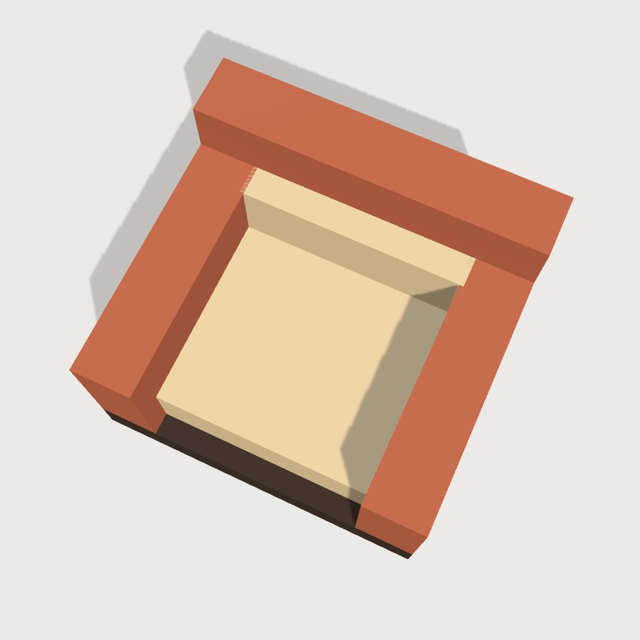 Armchair low-poly 3D model, top render