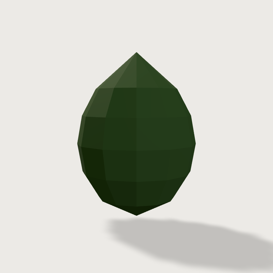 Avocado low-poly 3D model, back render