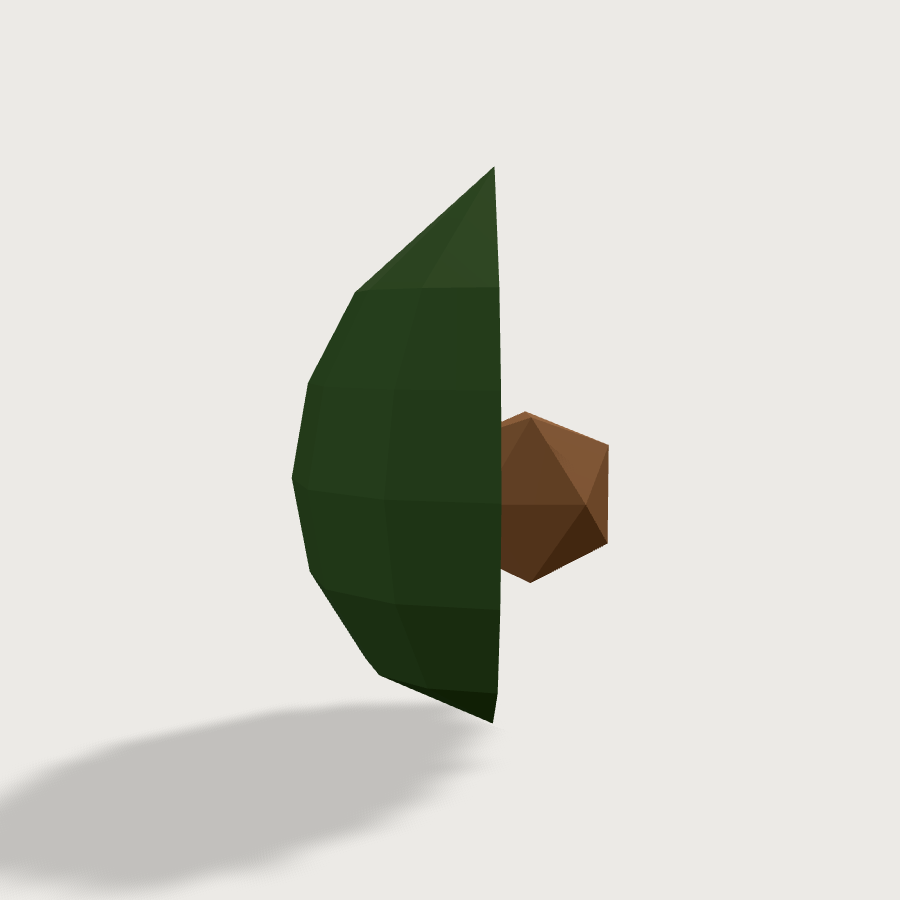 Avocado low-poly 3D model, left render