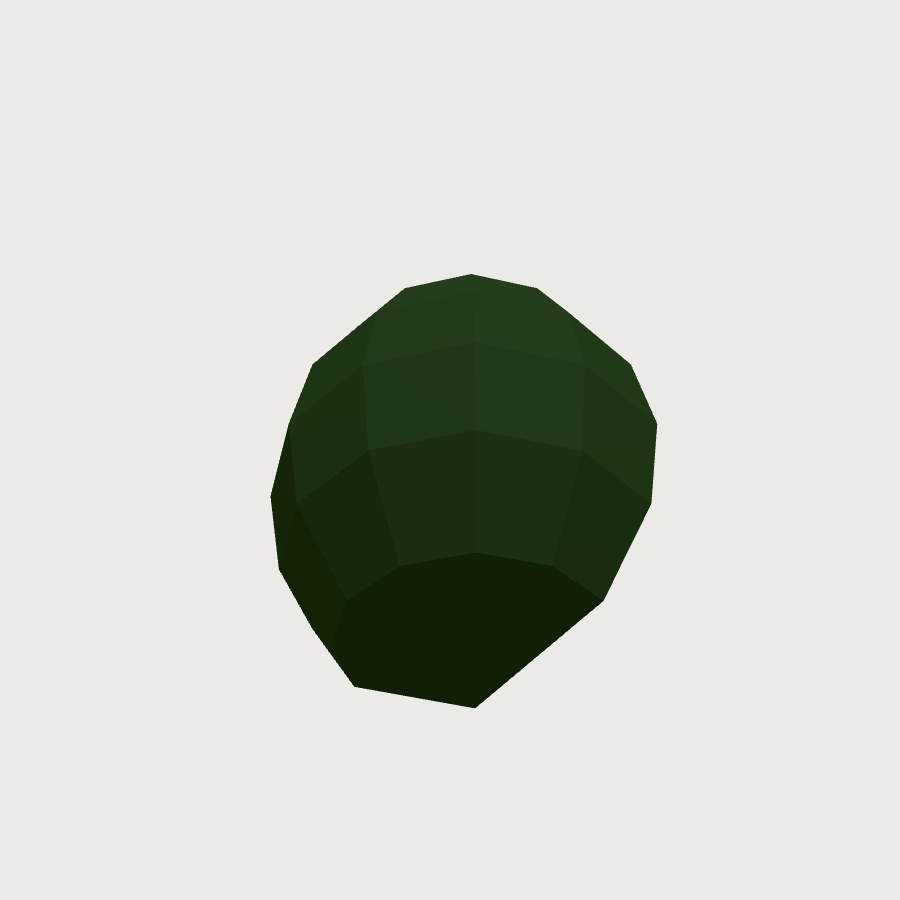 Avocado low-poly 3D model, low back render