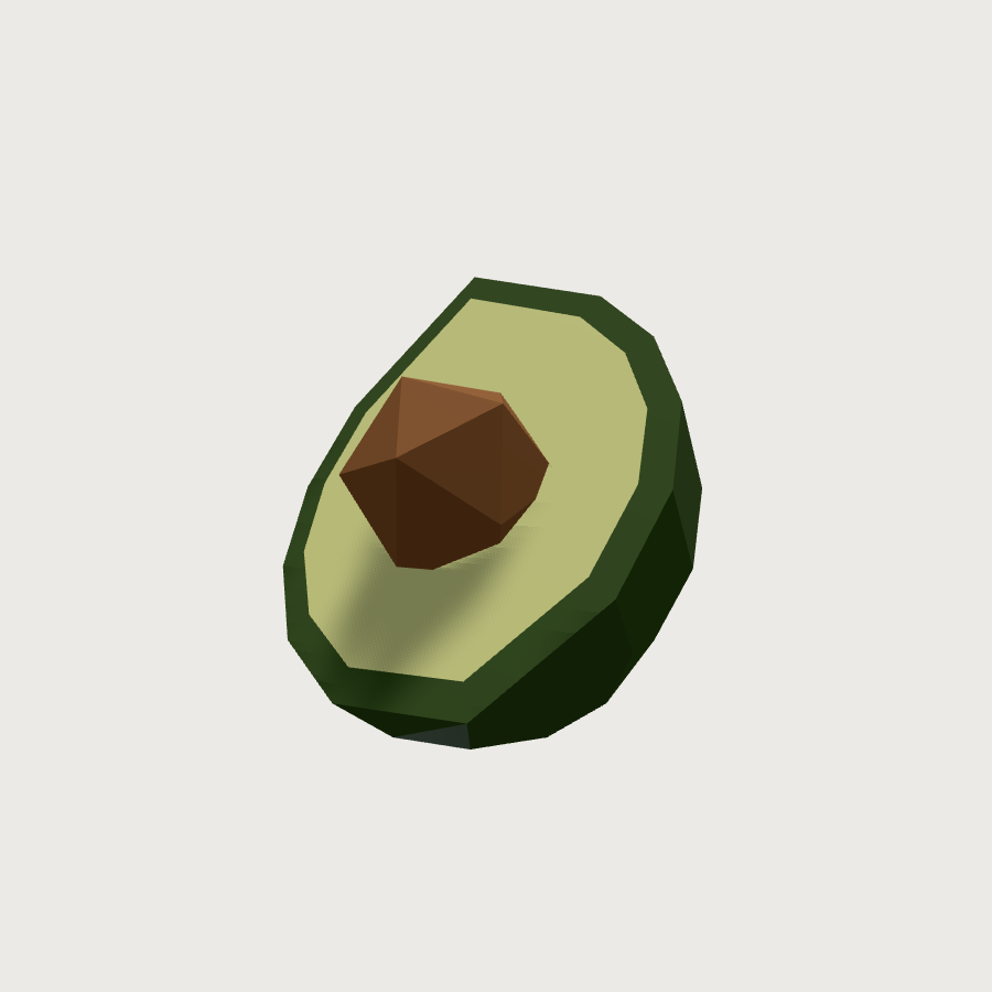 Avocado low-poly 3D model, low render