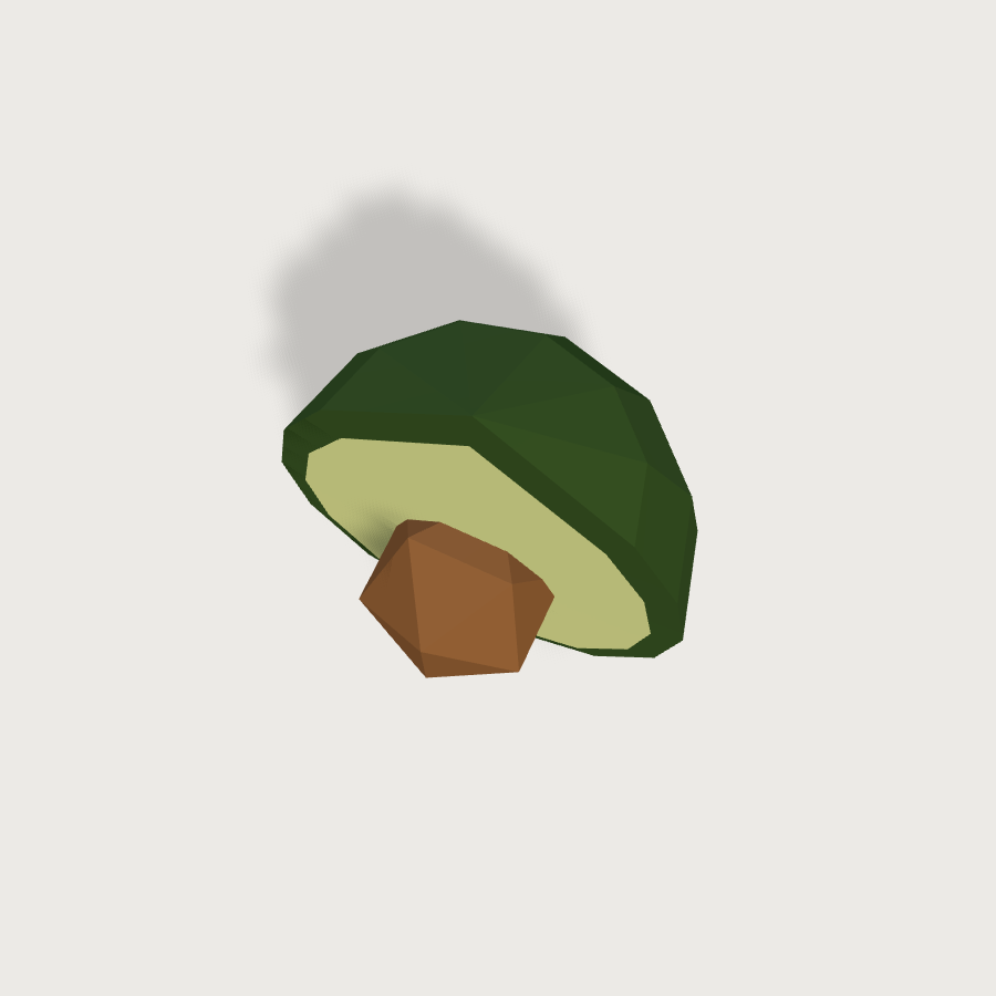 Avocado low-poly 3D model, top render