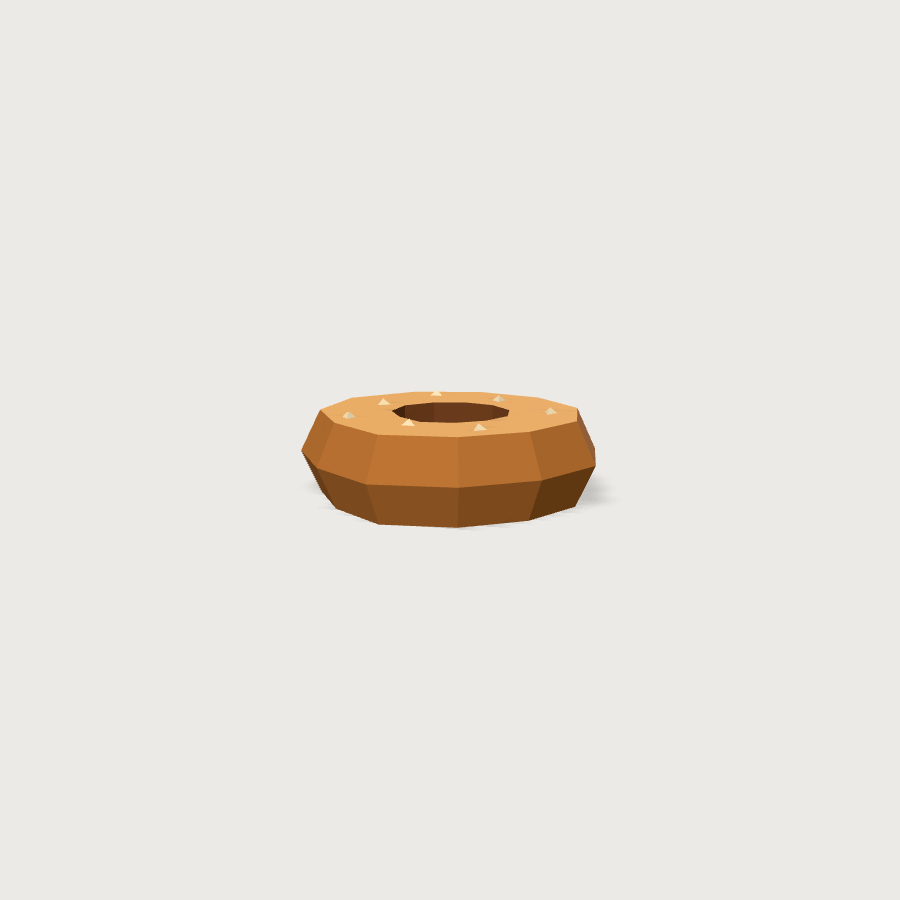 Bagel low-poly 3D model, detail render