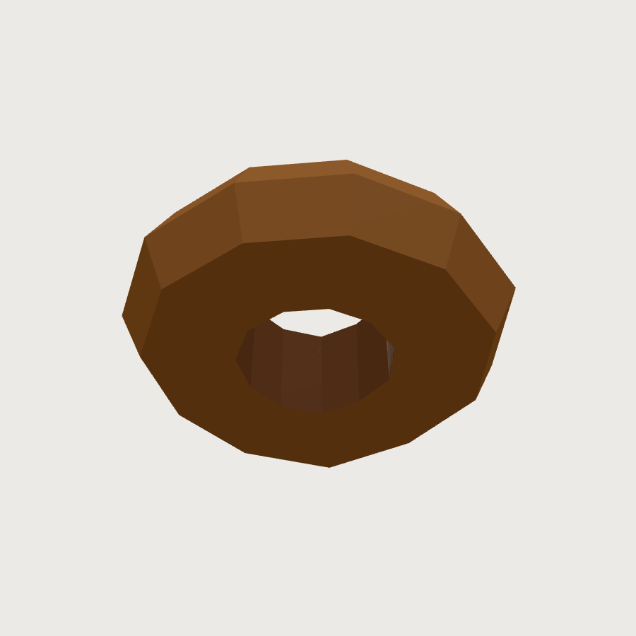 Bagel low-poly 3D model, low back render
