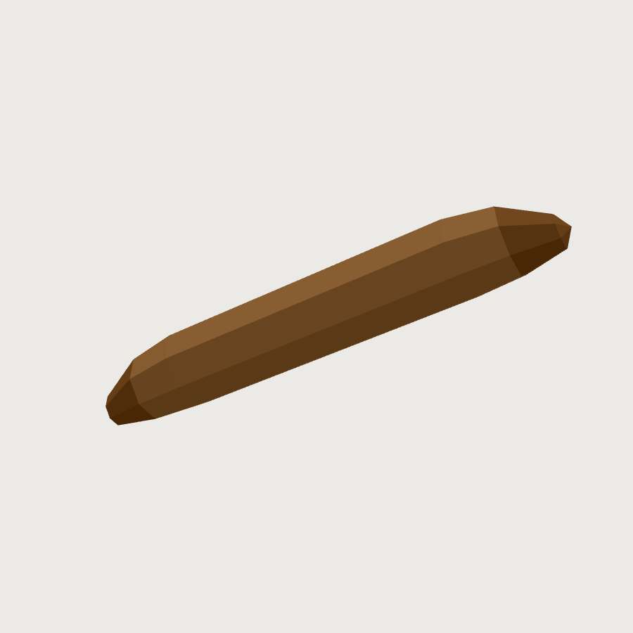 Baguette low-poly 3D model, low back render