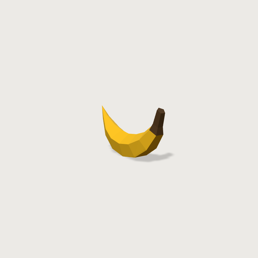 Banana low-poly 3D model, detail render