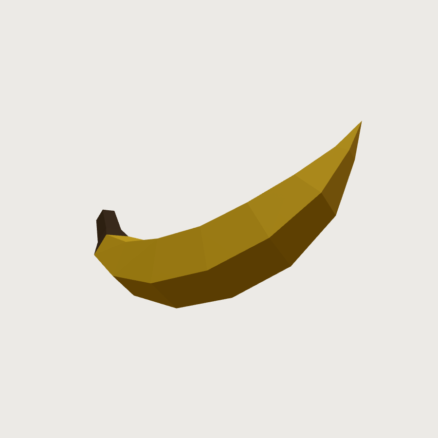 Banana low-poly 3D model, low back render