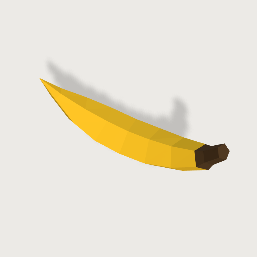 Banana low-poly 3D model, top render