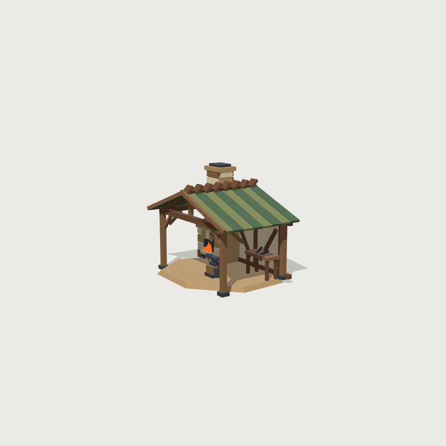 Blacksmith Forge low-poly 3D model, detail render