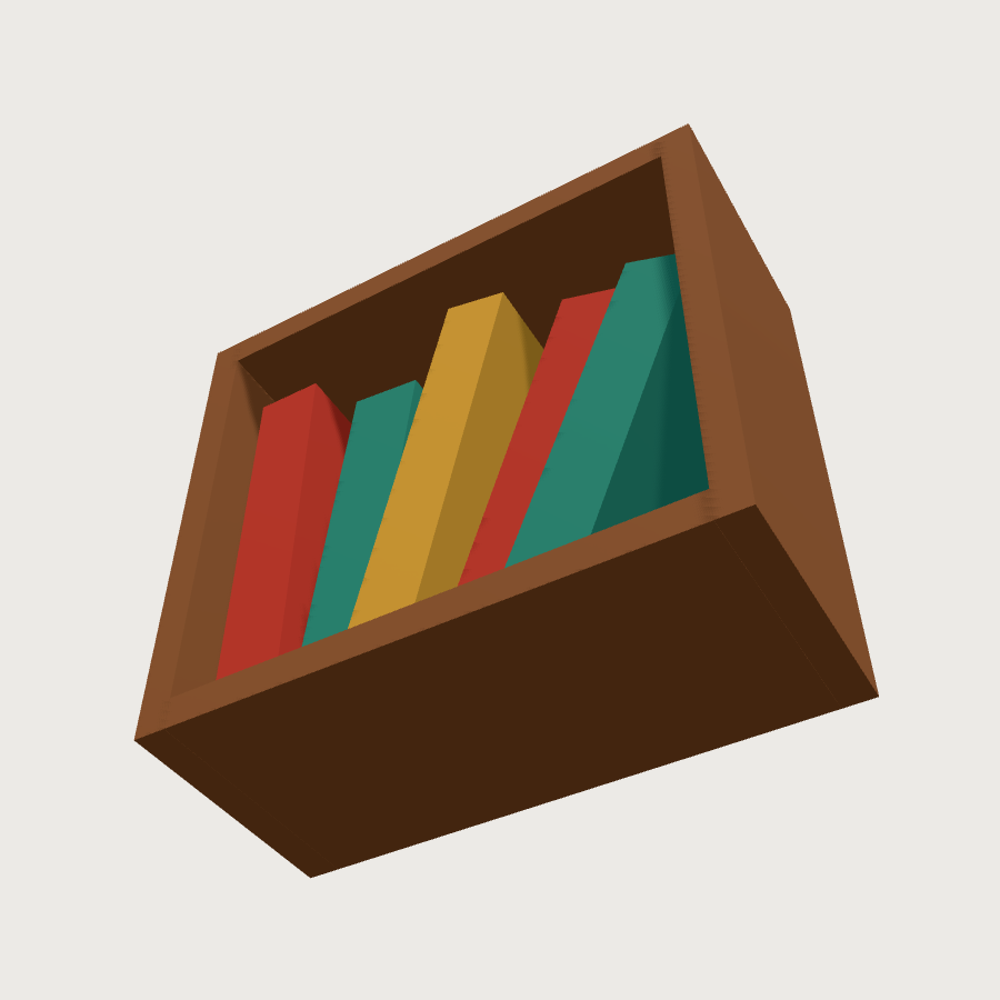 Bookshelf low-poly 3D model, low render
