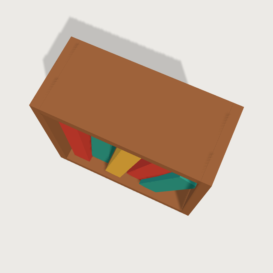 Bookshelf low-poly 3D model, top render
