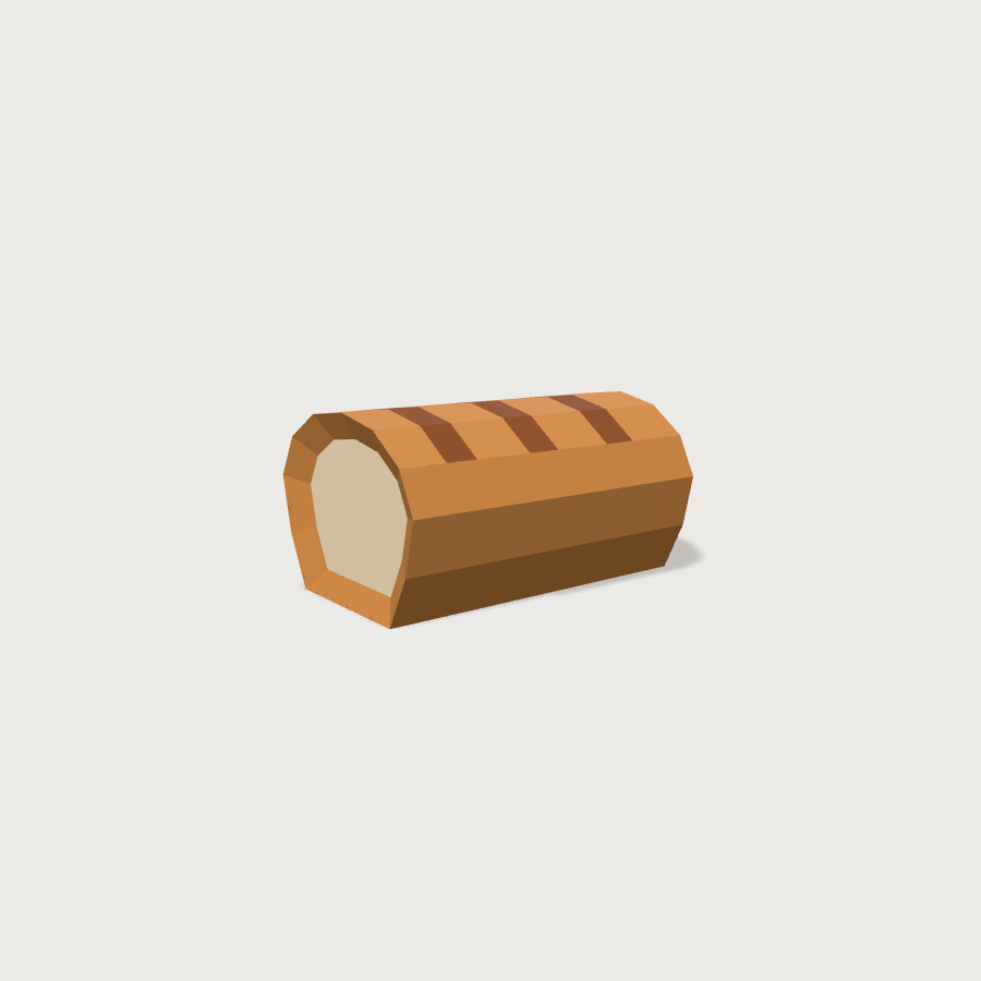 Bread Loaf low-poly 3D model, detail render