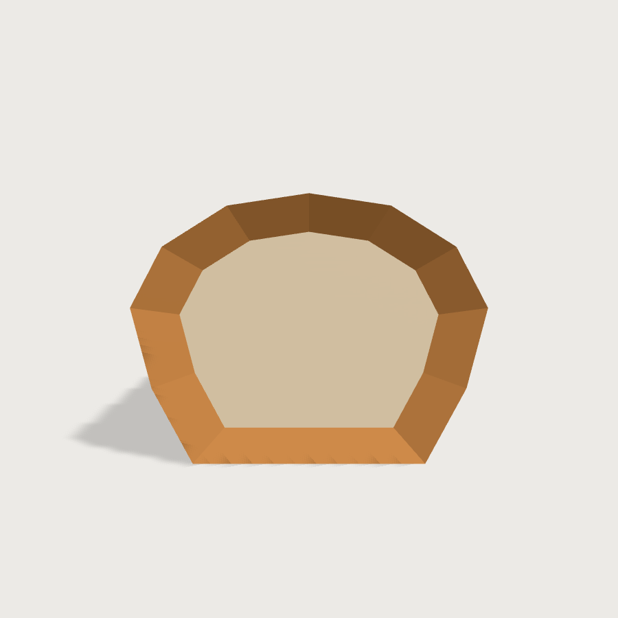 Bread Loaf low-poly 3D model, front render