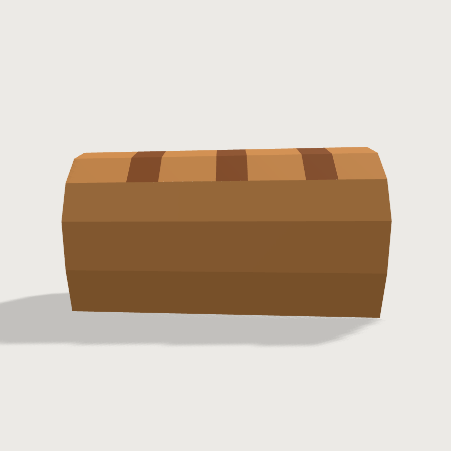 Bread Loaf low-poly 3D model, left render
