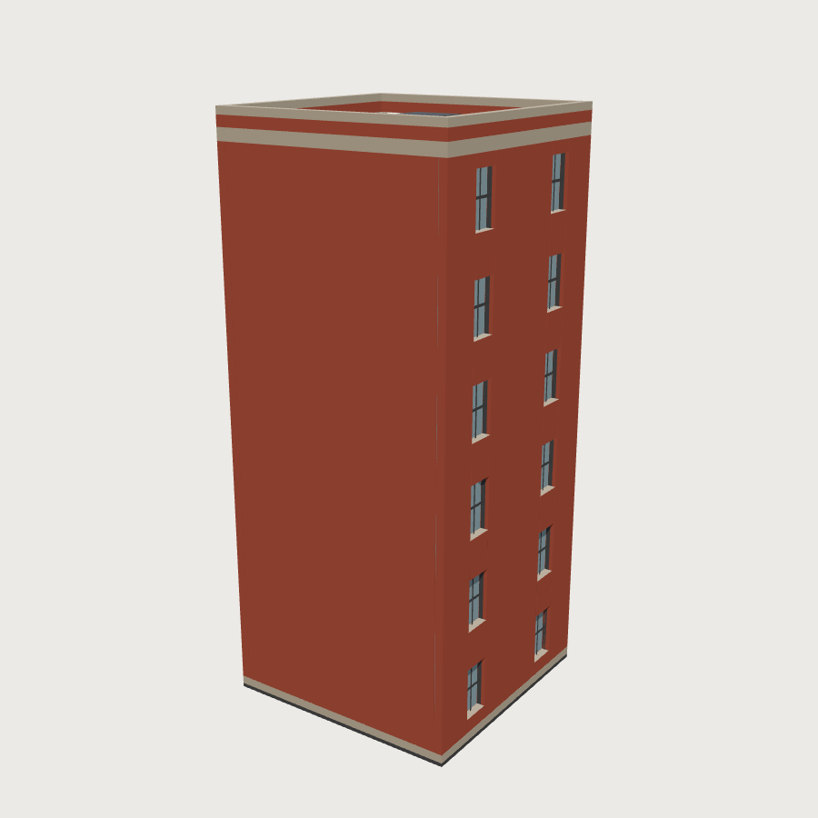 Brick Tenement low-poly 3D model