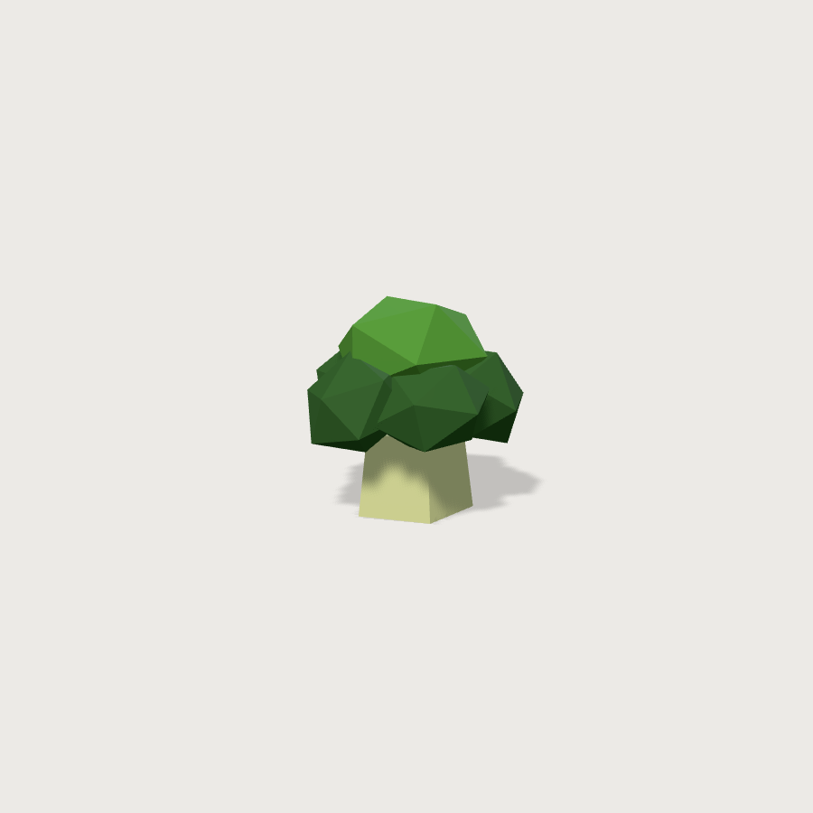 Broccoli low-poly 3D model, detail render