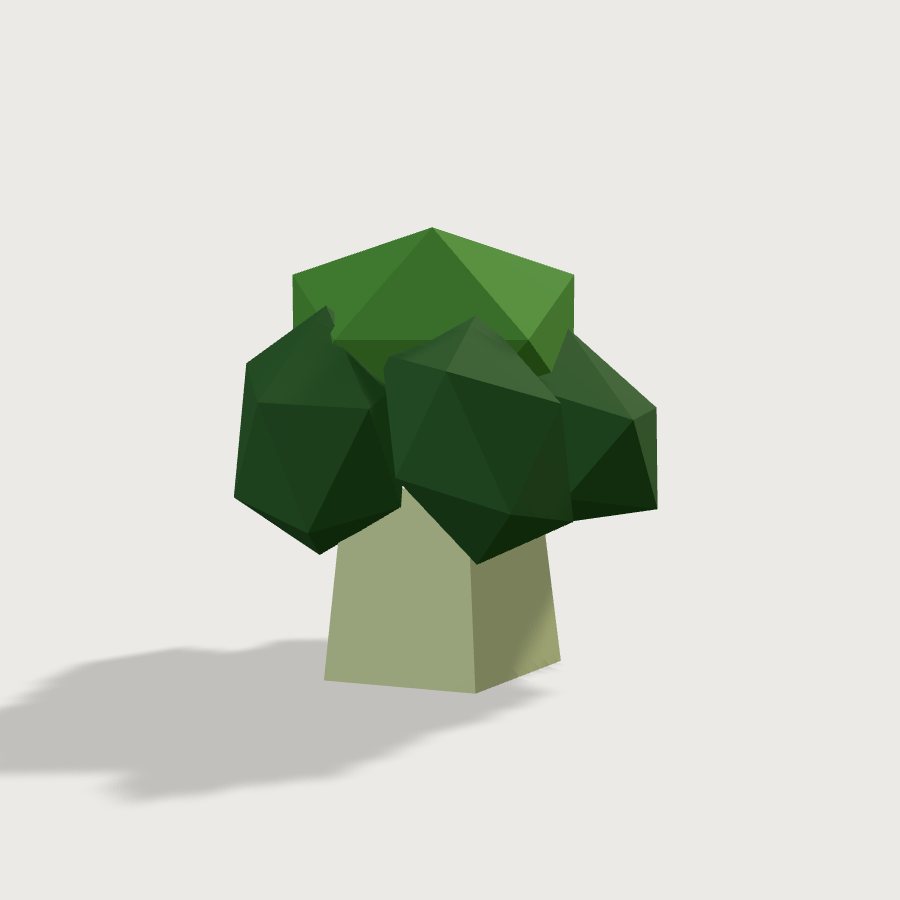 Broccoli low-poly 3D model, left render