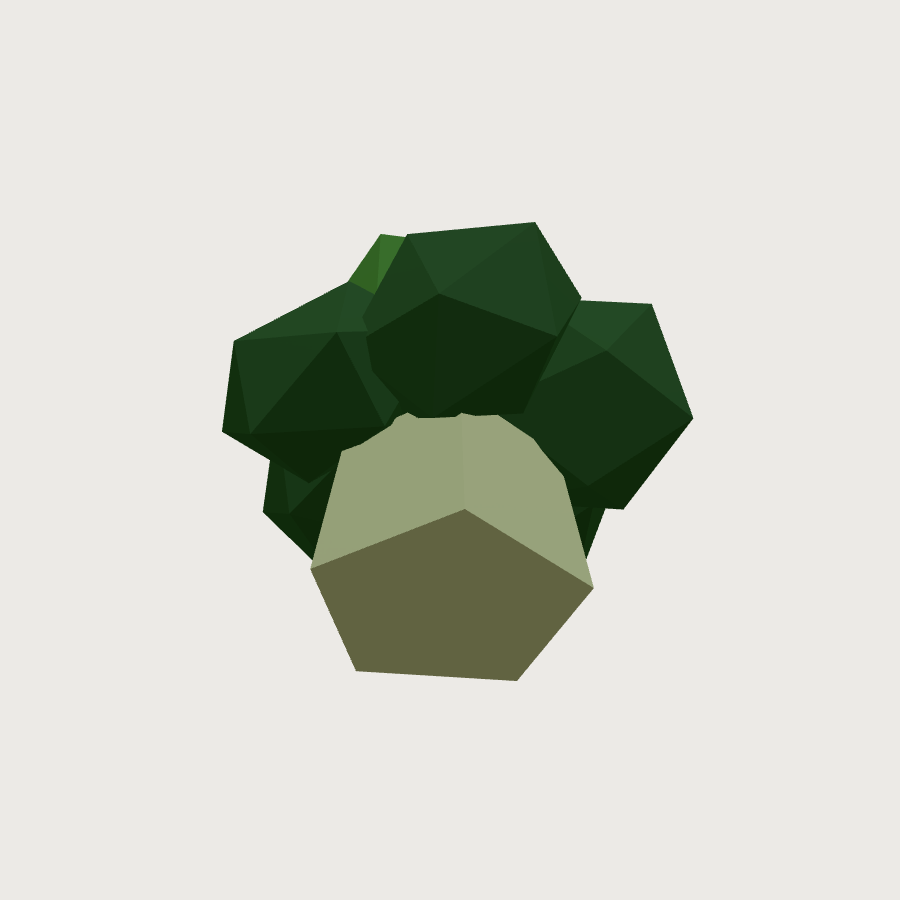 Broccoli low-poly 3D model, low back render