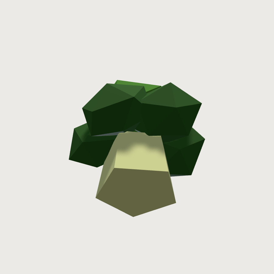 Broccoli low-poly 3D model, low render