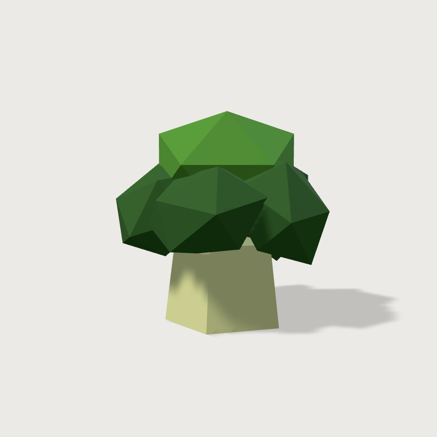 Broccoli low-poly 3D model, right render