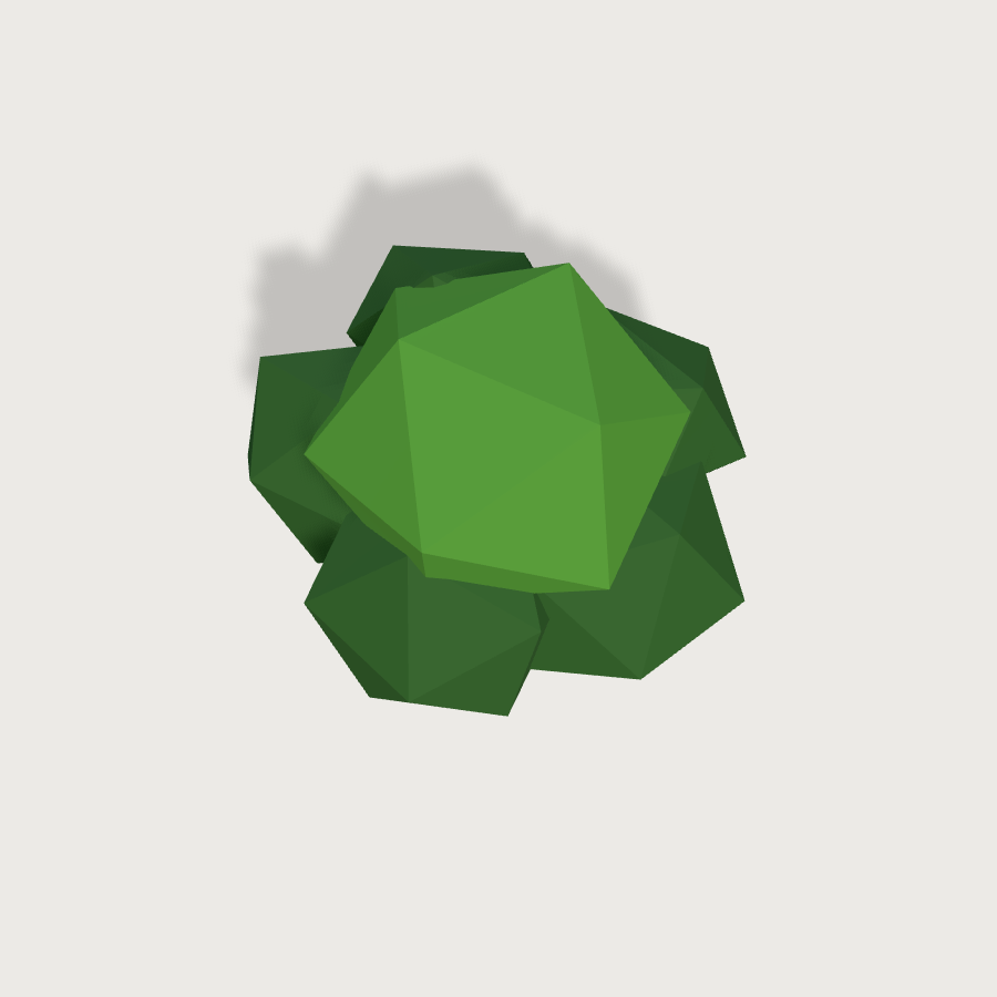 Broccoli low-poly 3D model, top render