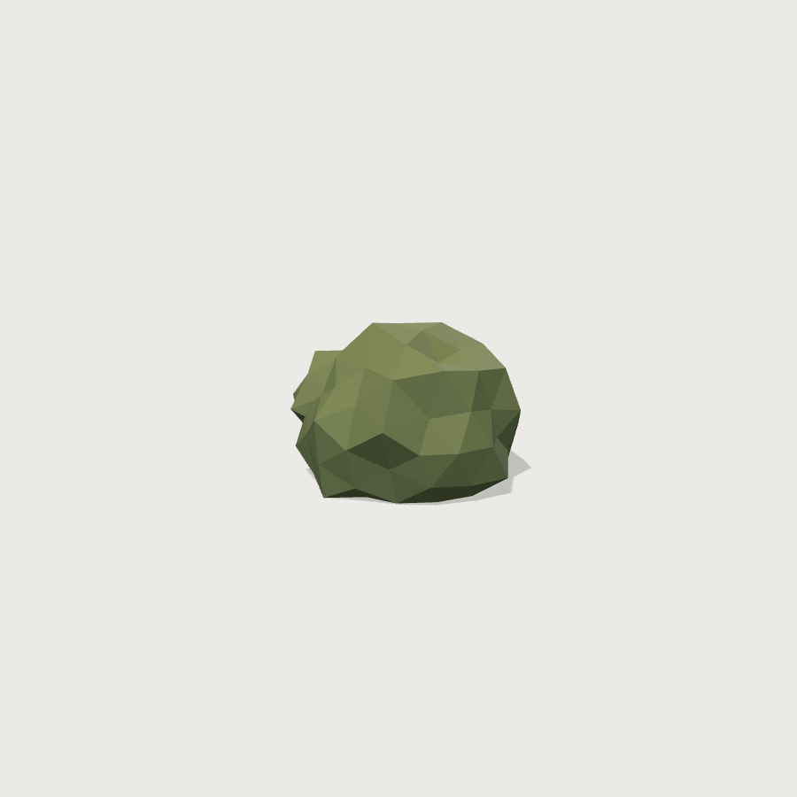 Bush low-poly 3D model, detail render
