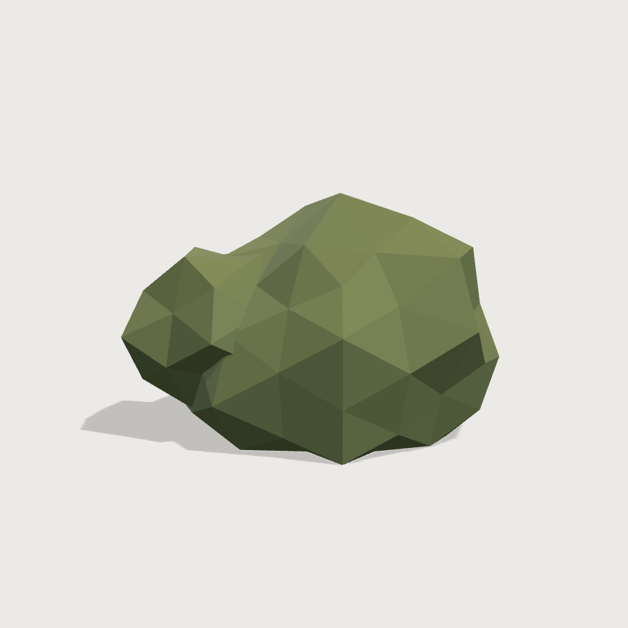 Bush low-poly 3D model, front render