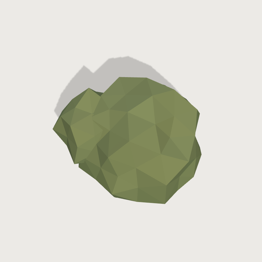 Bush low-poly 3D model, top render