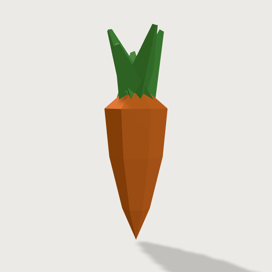 Carrot low-poly 3D model, back render