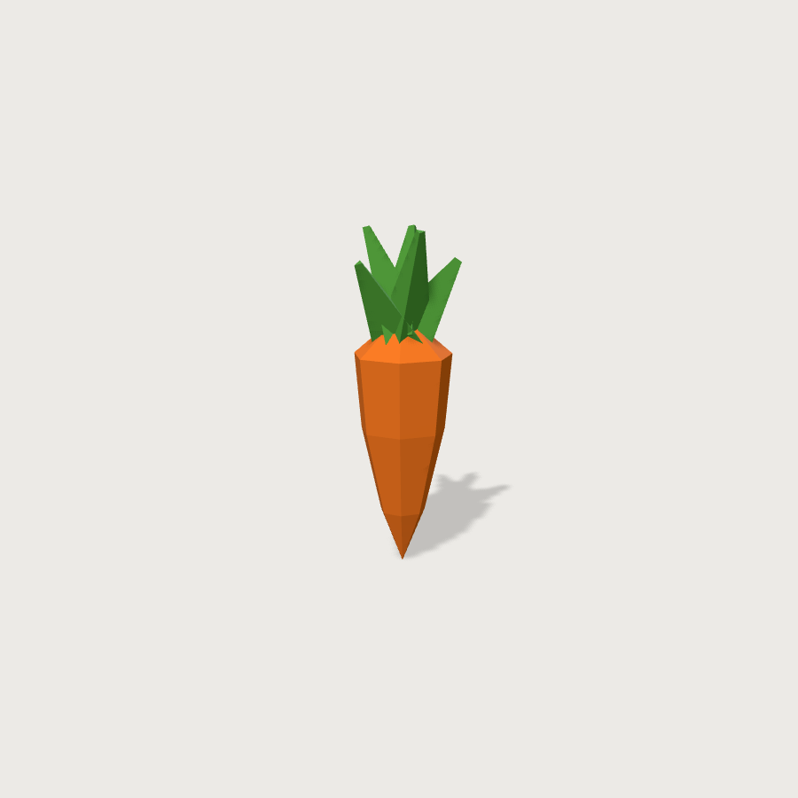 Carrot low-poly 3D model, detail render