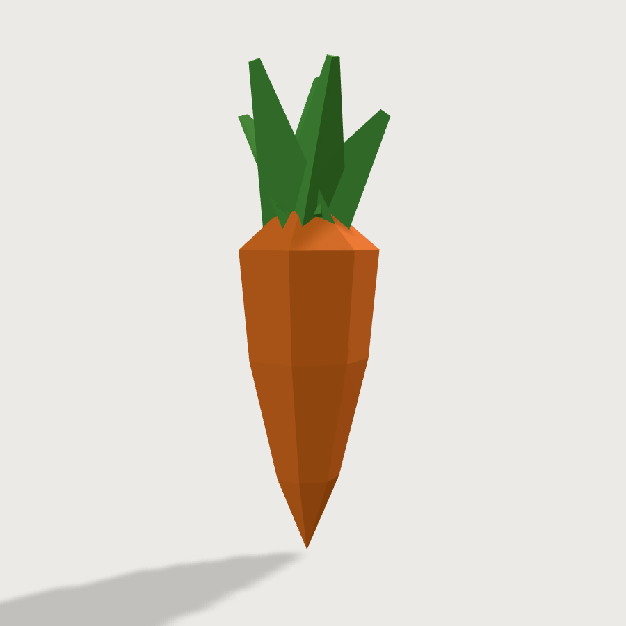 Carrot low-poly 3D model, left render