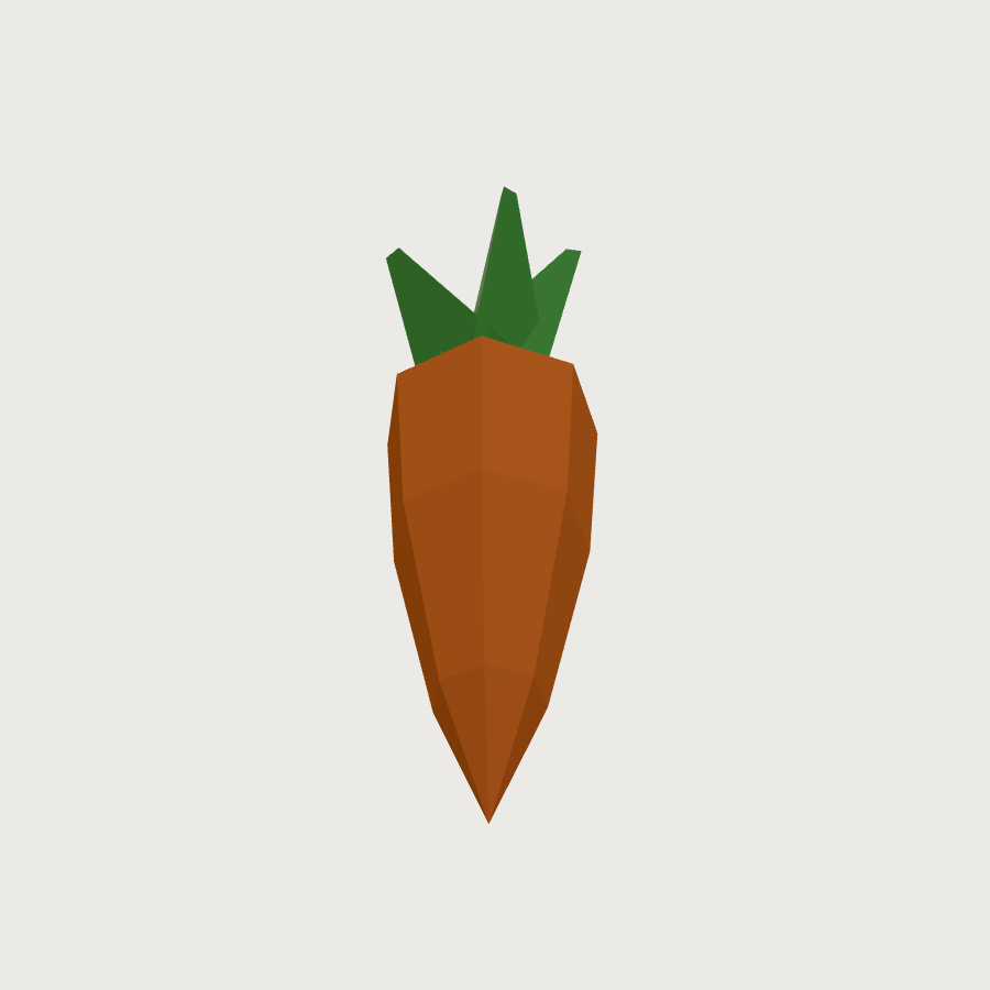 Carrot low-poly 3D model, low back render