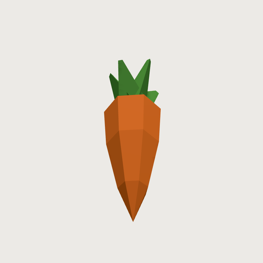 Carrot low-poly 3D model, low render