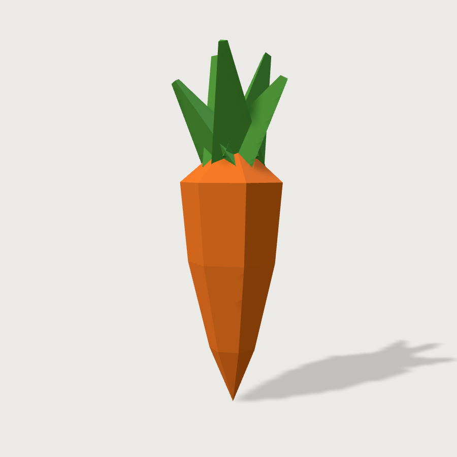 Carrot low-poly 3D model, right render