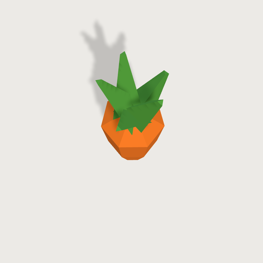 Carrot low-poly 3D model, top render