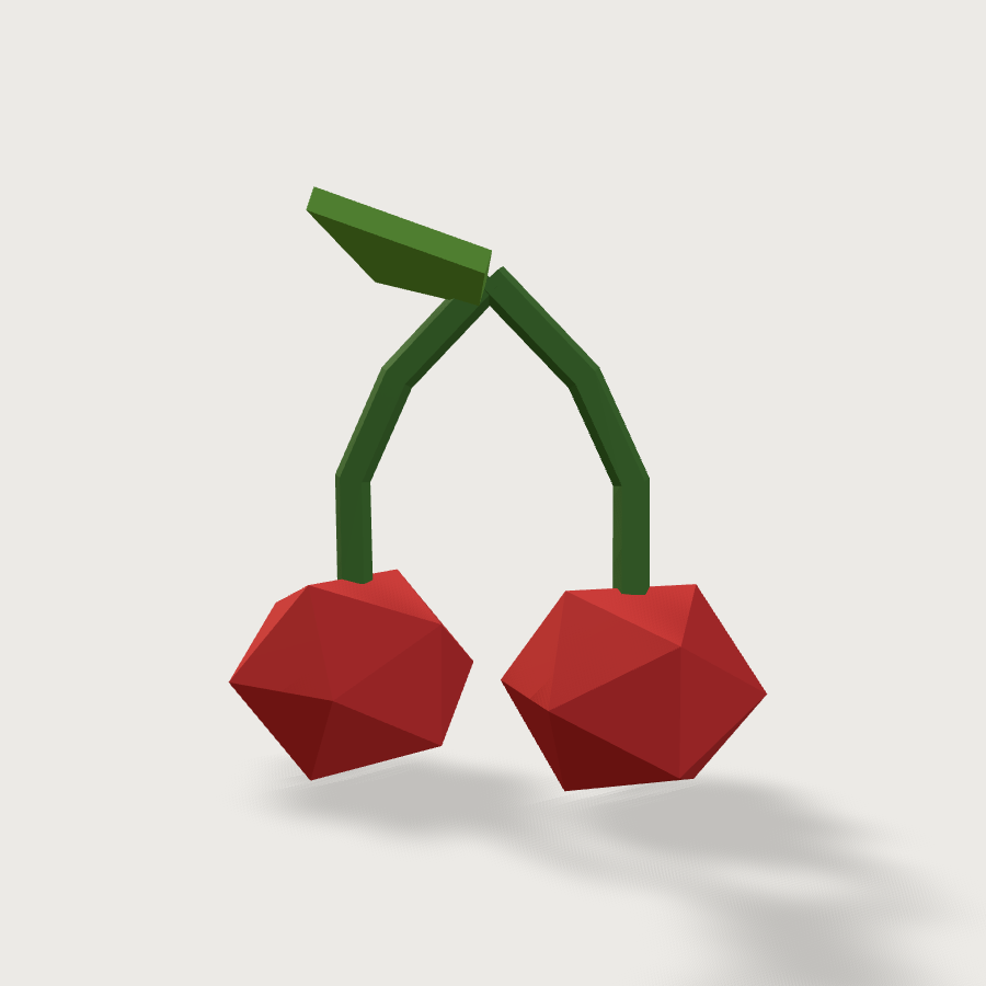 Cherry Pair low-poly 3D model, back render