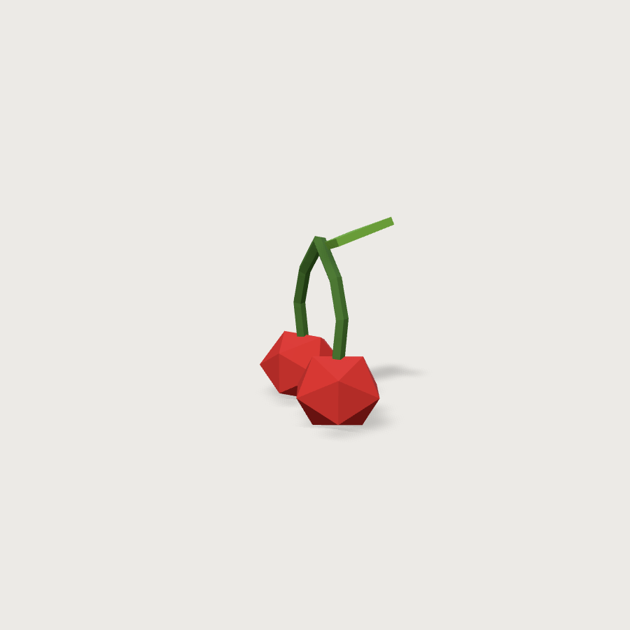 Cherry Pair low-poly 3D model, detail render