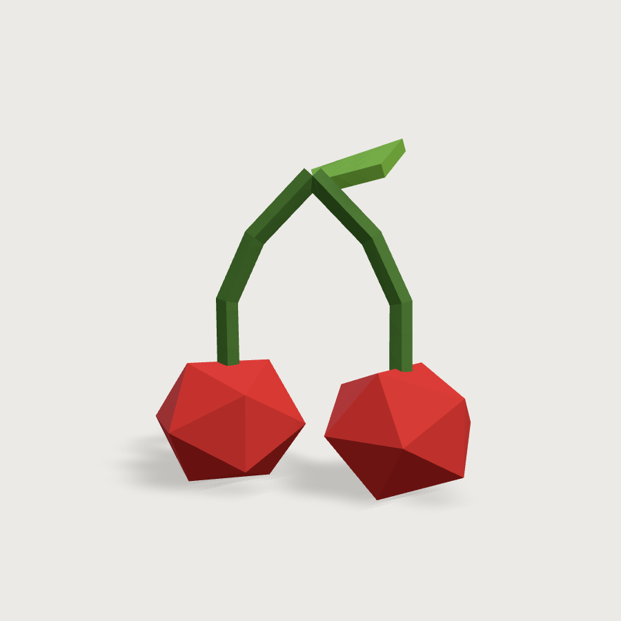 Cherry Pair low-poly 3D model, front render