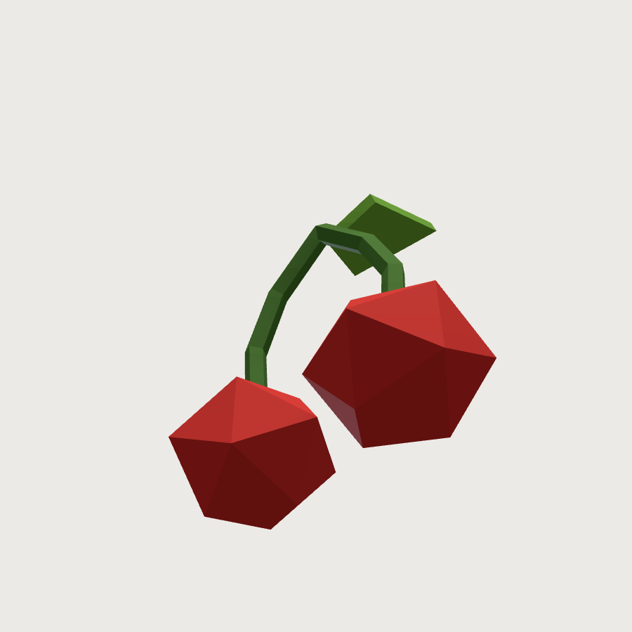 Cherry Pair low-poly 3D model, low render